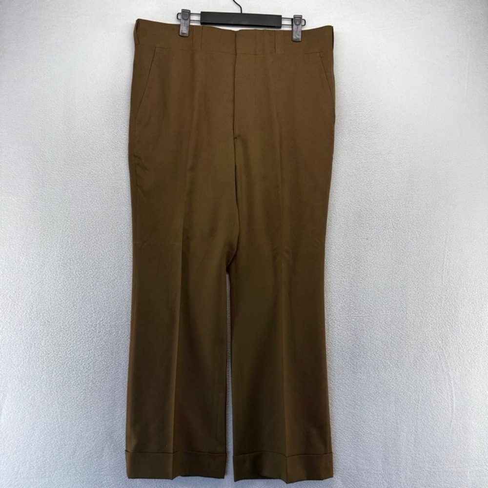 Vintage Corbin Pants mens 36 fits 34x29 Brown Talon Wool Cuffed Old Money 70s
